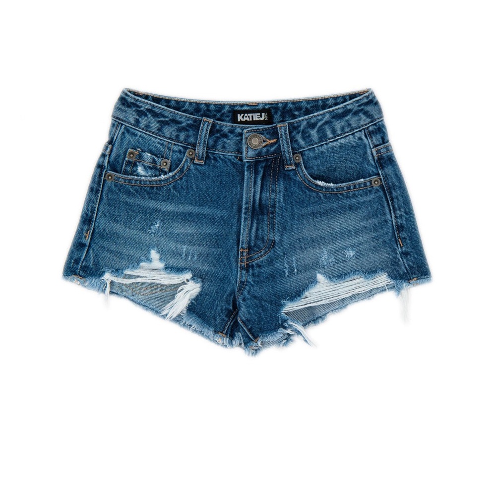 Katie J NYC juniors Malibu dark wash jean shorts